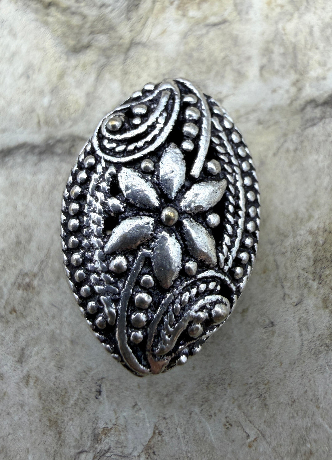 FRIDAY ESTATE FIND Oxidized Sterling Silver BIG Bead