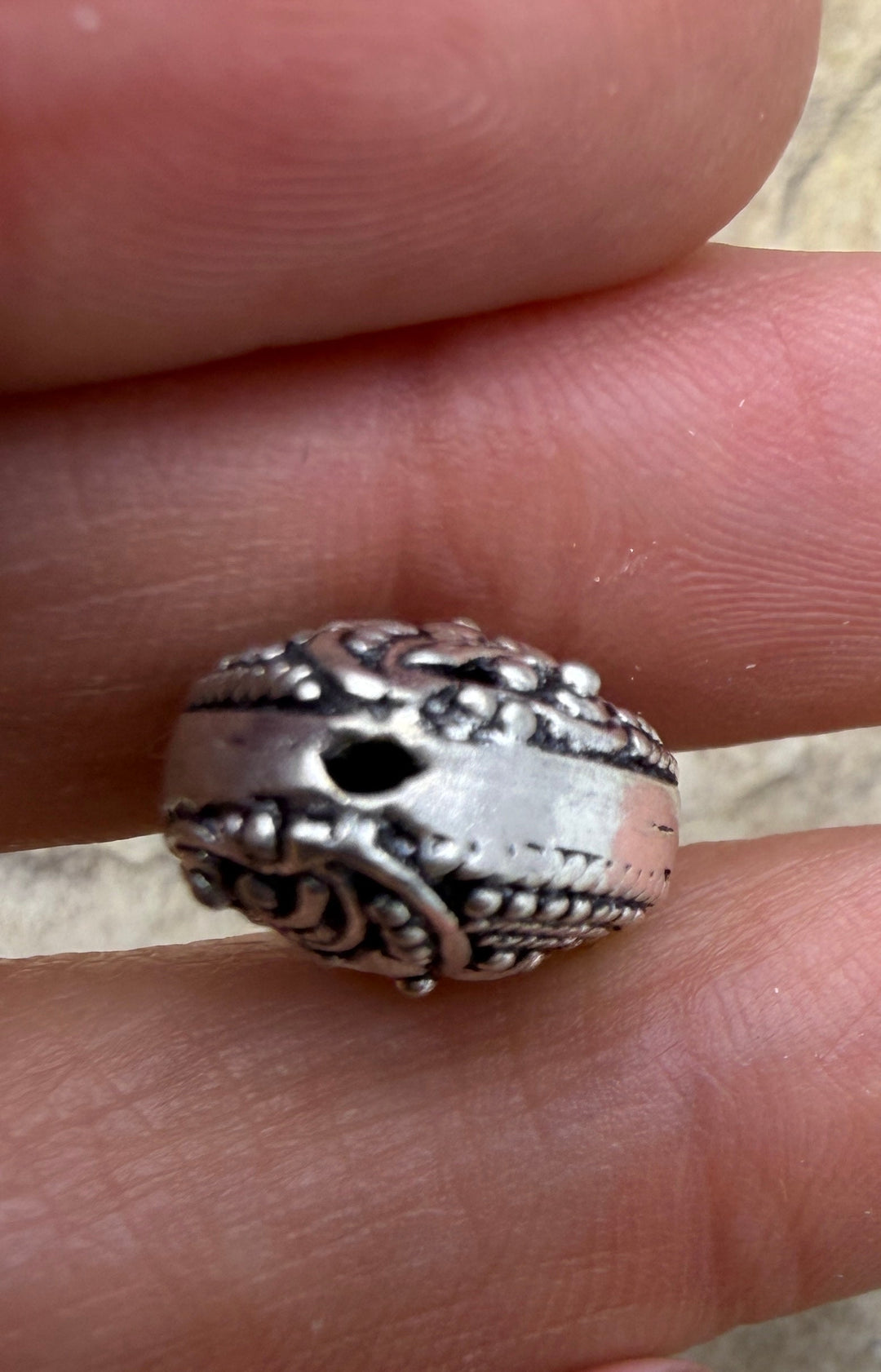 FRIDAY ESTATE FIND Oxidized Sterling Silver BIG Bead