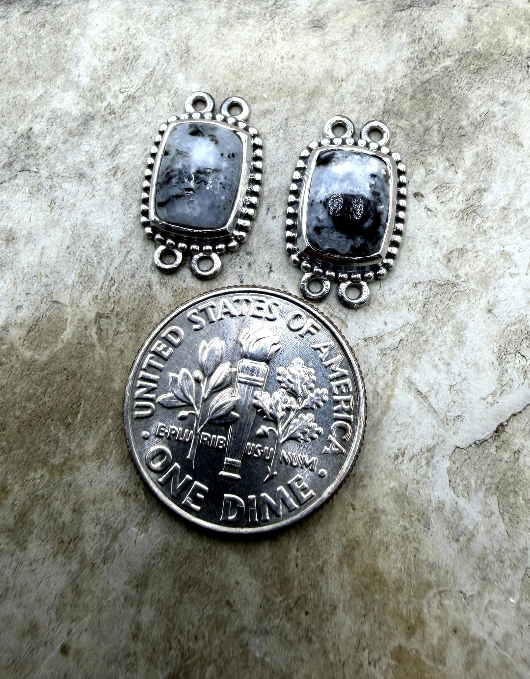 FRIDAY ESTATE FIND Sterling Silver and White Buffalo Pair