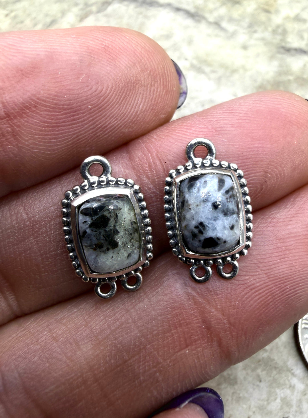 FRIDAY ESTATE FIND Sterling Silver and White Buffalo Pair