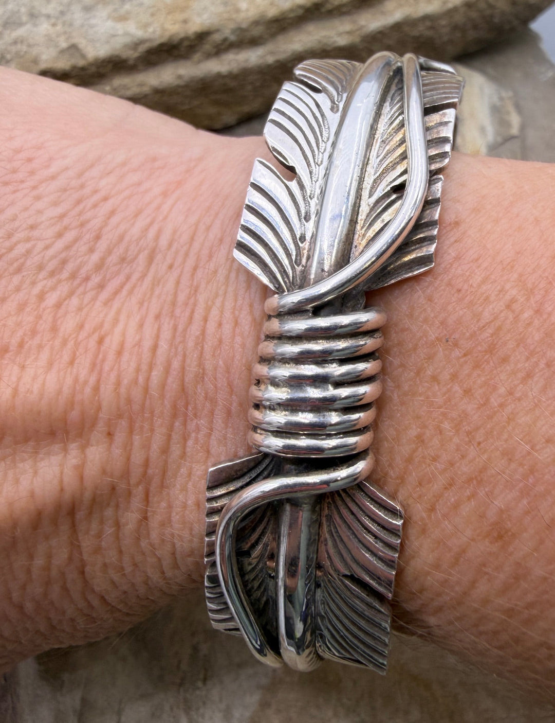 FRIDAY ESTATE FIND Sterling Silver Oxidized Double Feather