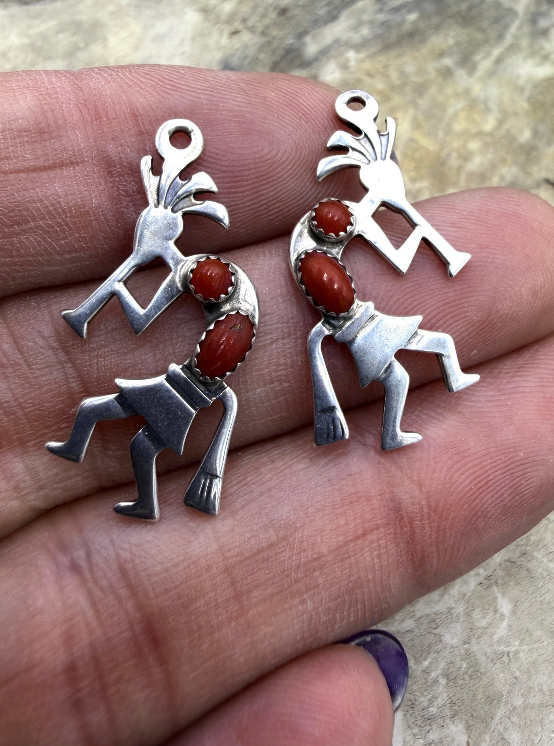 FRIDAY ESTATE FIND Sterling Silver Pair of Aztec Dancer