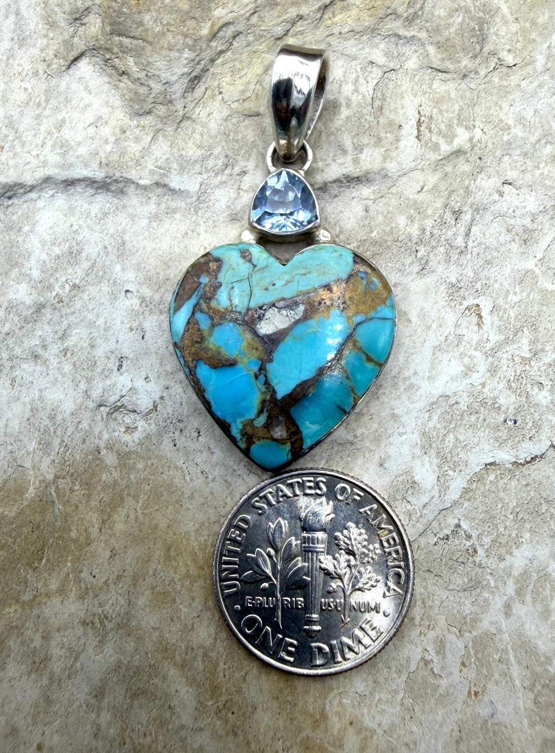 FRIDAY ESTATE FIND Sterling Silver Turquoise Inlay Pendant