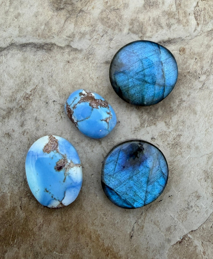 FRIDAY Lot of 4 Premium Cabochons,Labradorite and Golden