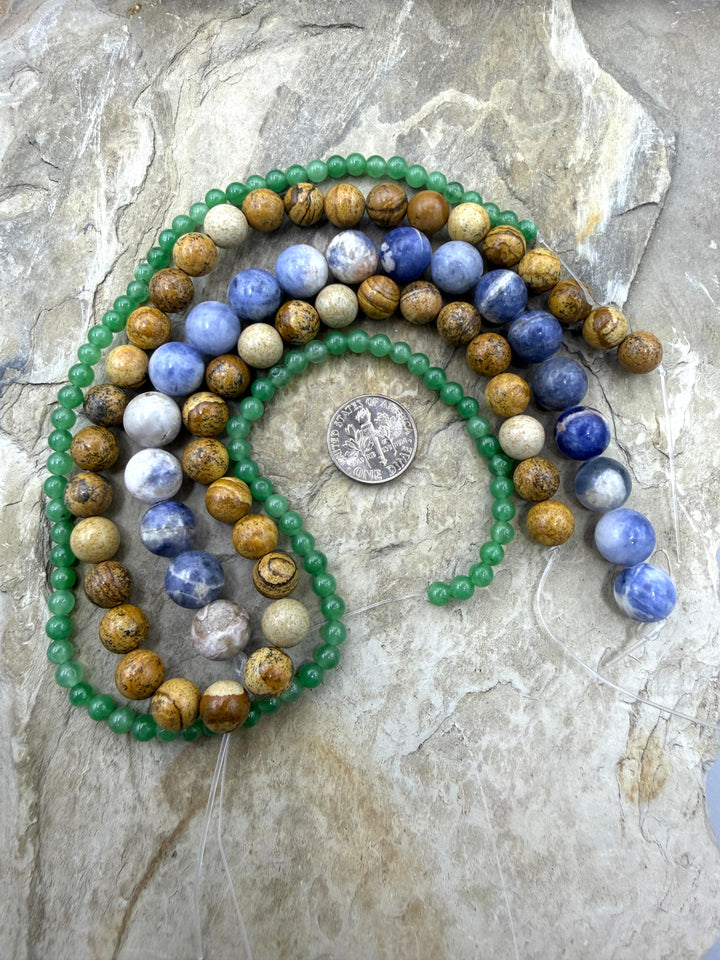 FRIDAY SPECIAL BARGAIN LOT of 3 Bead Strands Picture Jasper