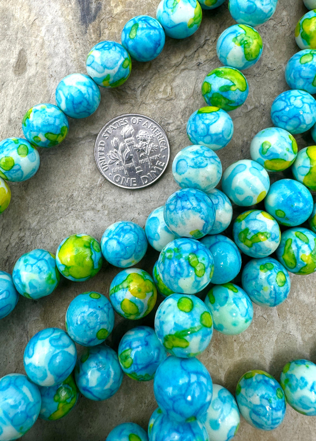 Fun Confetti Purple Dyed Magnicite 10mm Round Beads 16 Inch