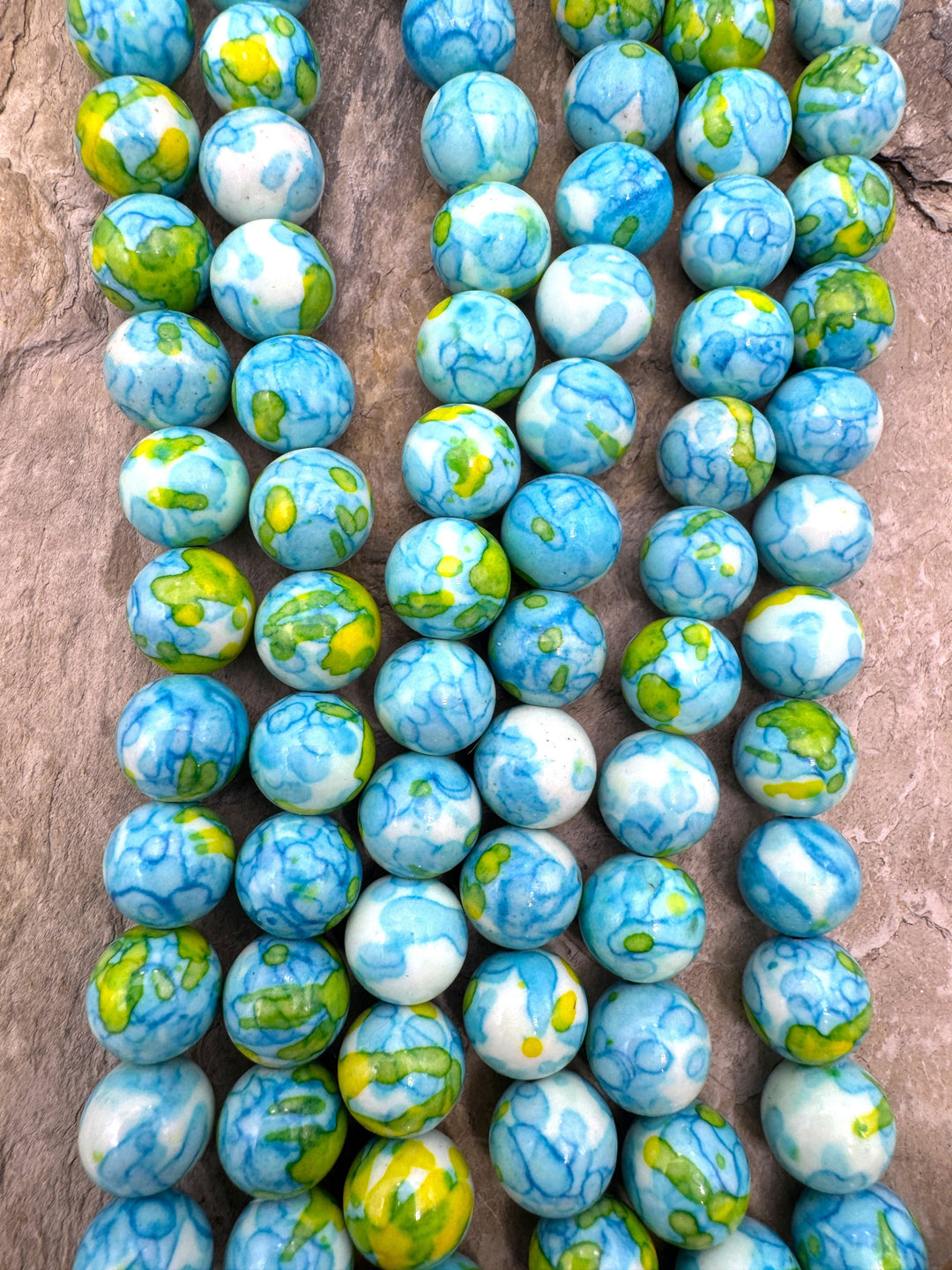 Fun Confetti Purple Dyed Magnicite 10mm Round Beads 16 Inch