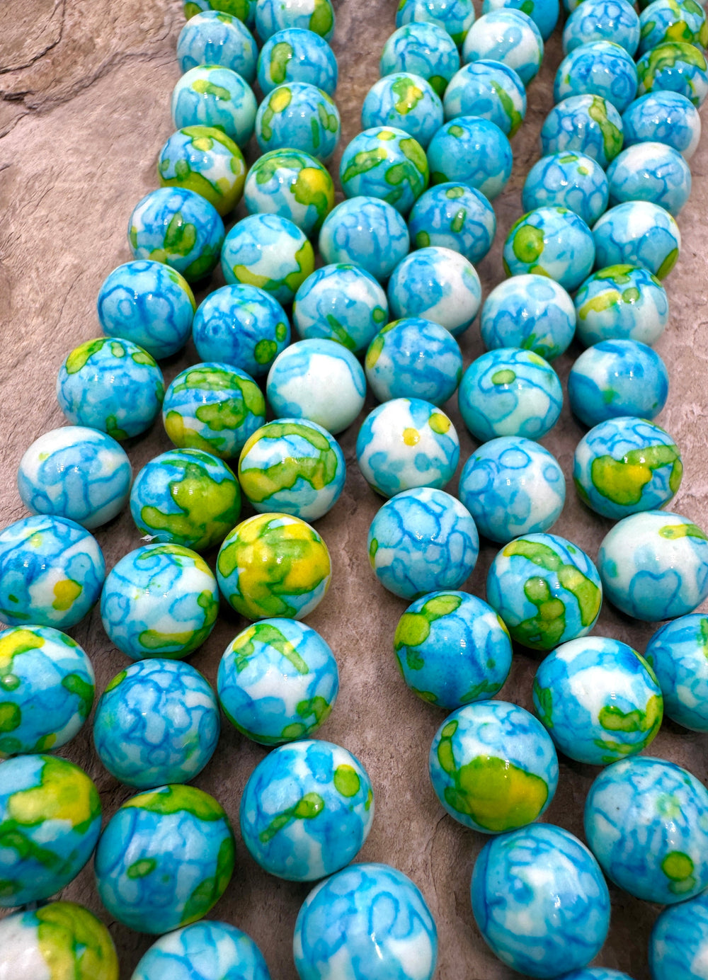 Fun Confetti Purple Dyed Magnicite 10mm Round Beads 16 Inch