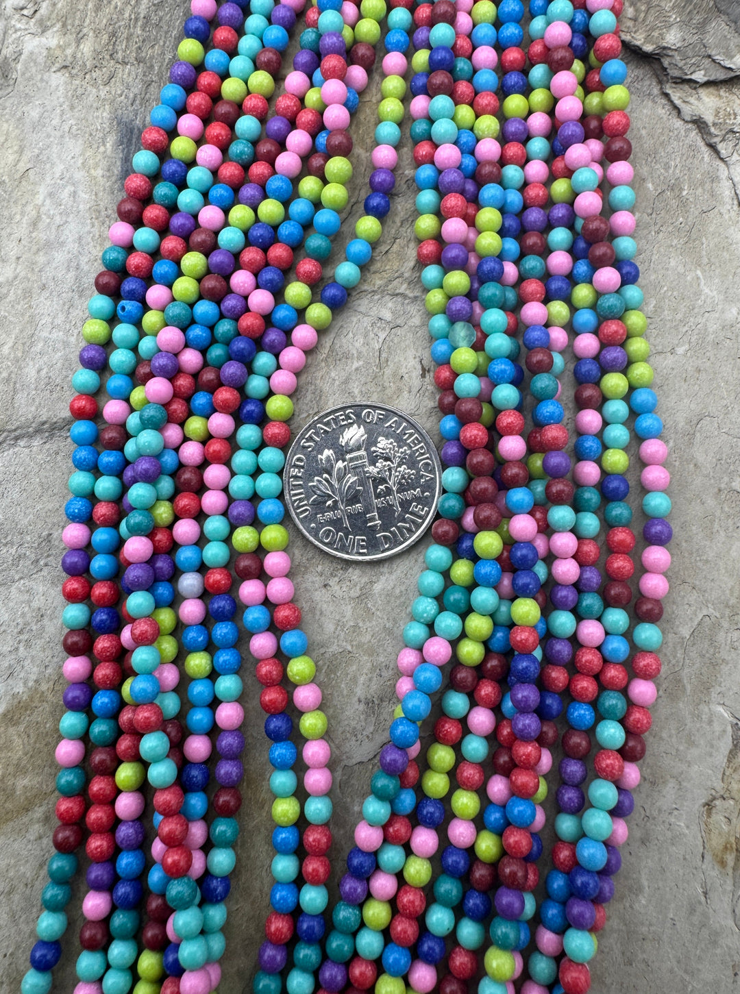 Fun Multi-Color Dyed Magnicite 3mm Round Beads 14.5 Inch