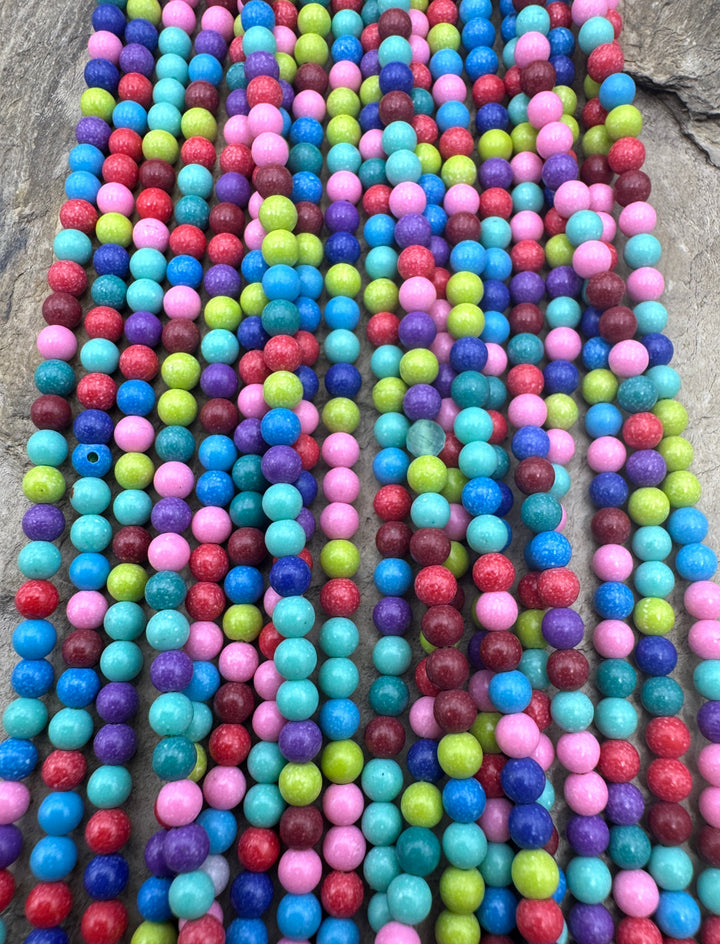 Fun Multi-Color Dyed Magnicite 3mm Round Beads 14.5 Inch