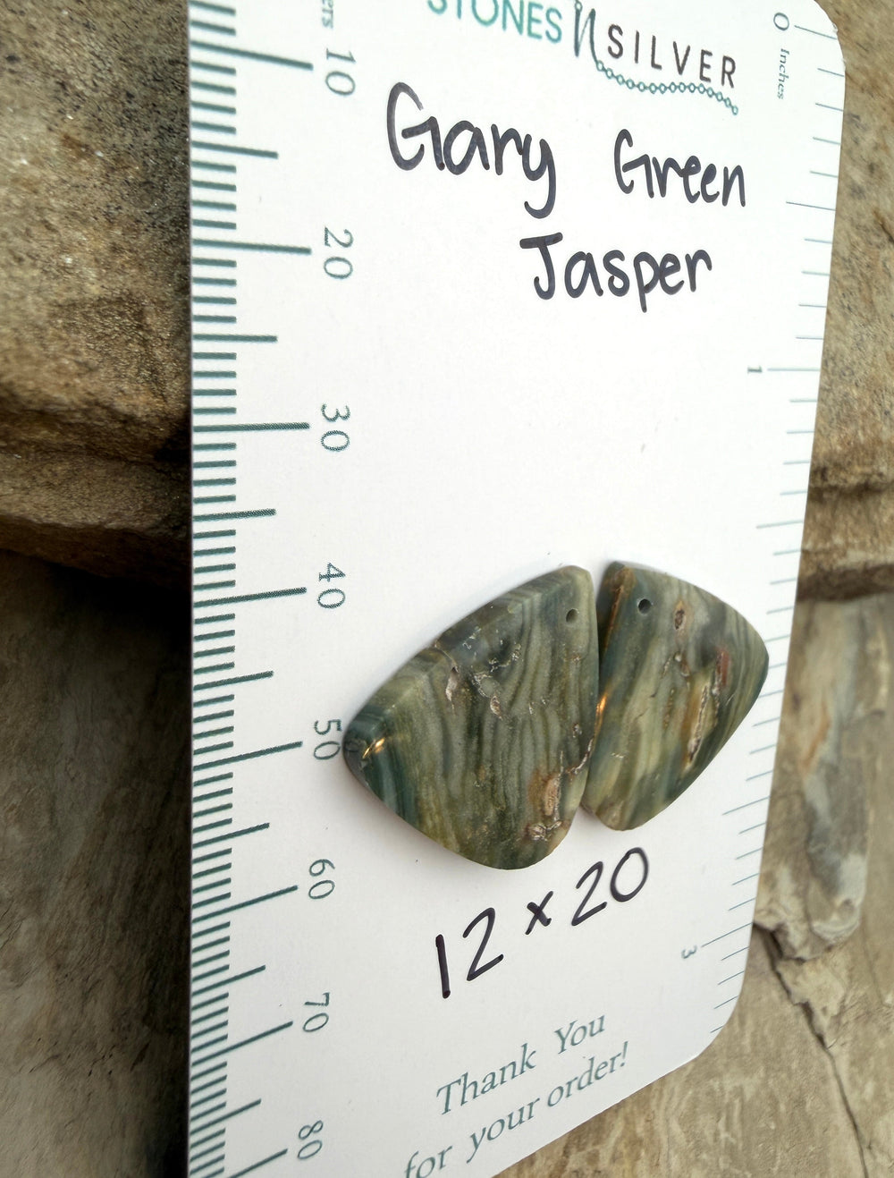 Gary Green Jasper (Oregon) Earring Slab Bead Pair 12x20mm