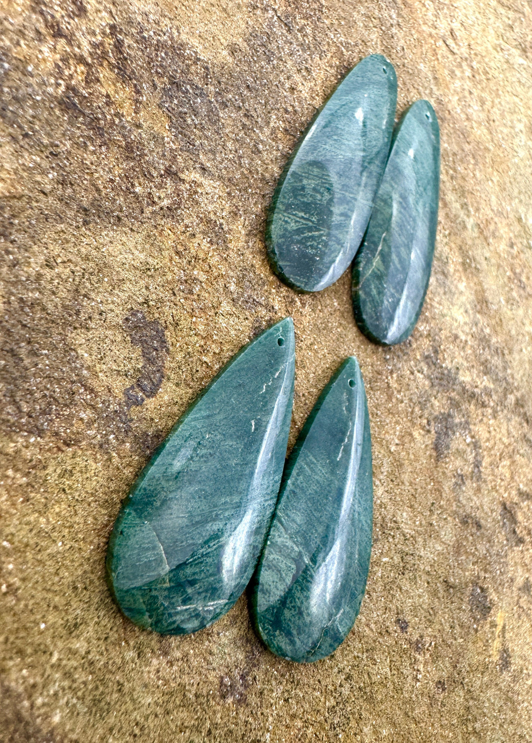 Gary Green Jasper (Oregon) Matching Beads Slab Pair Select