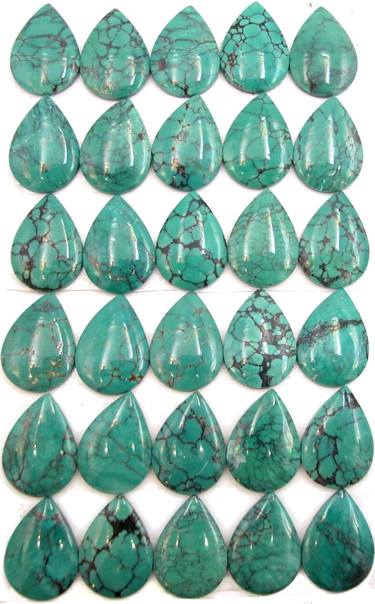 Genuine Turquoise 18x25mm Teardrop Calibrated Cabochon Stone