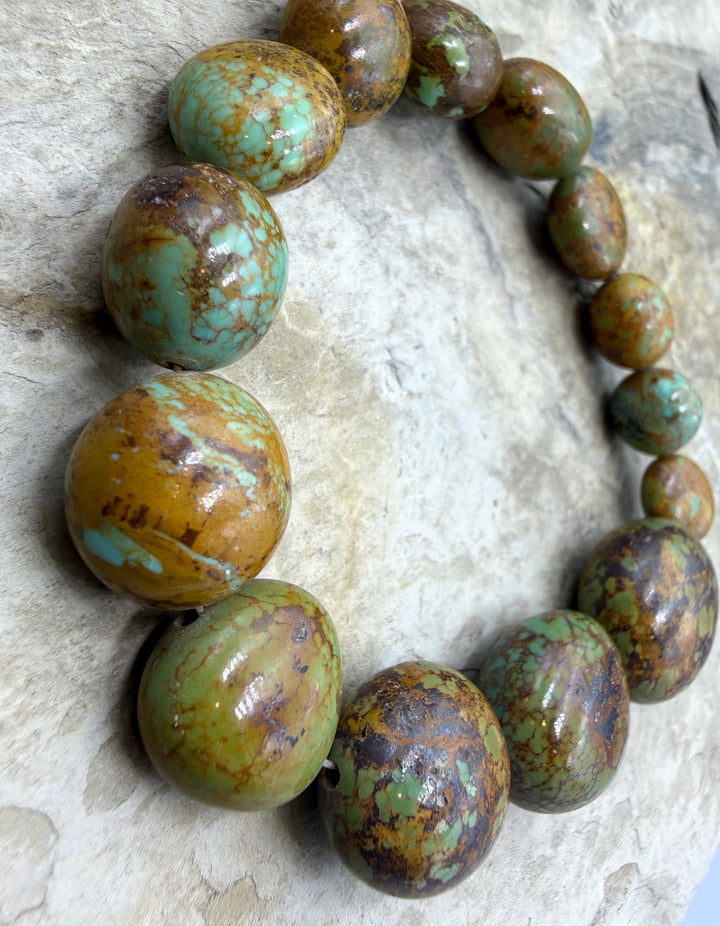 Green/Brown Kingman Turquoise (Arizona) Graduated Rounded