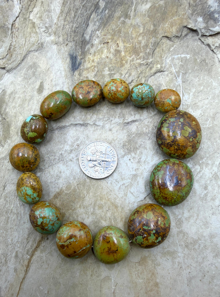 Green/Brown Kingman Turquoise (Arizona) Graduated Rounded
