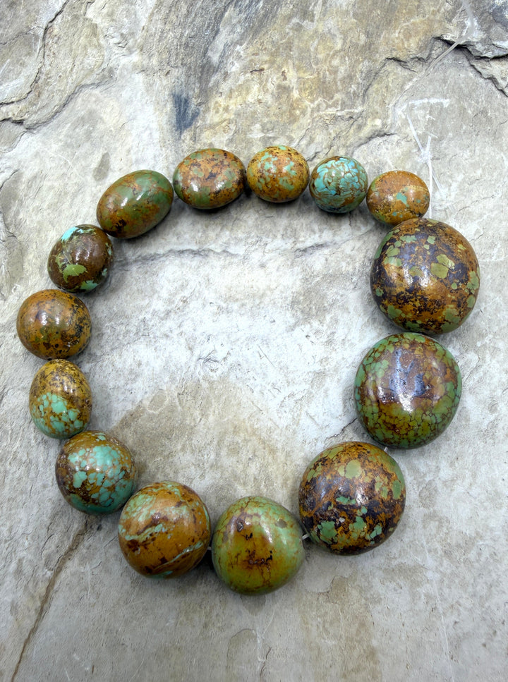 Green/Brown Kingman Turquoise (Arizona) Graduated Rounded