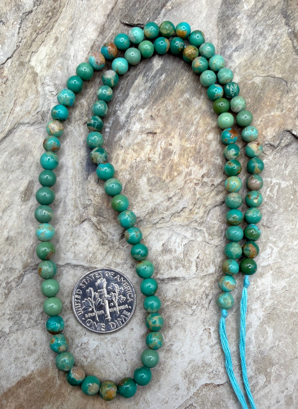Green Campitos (Mexico) Turquoise 5mm Round Beads 16 inch