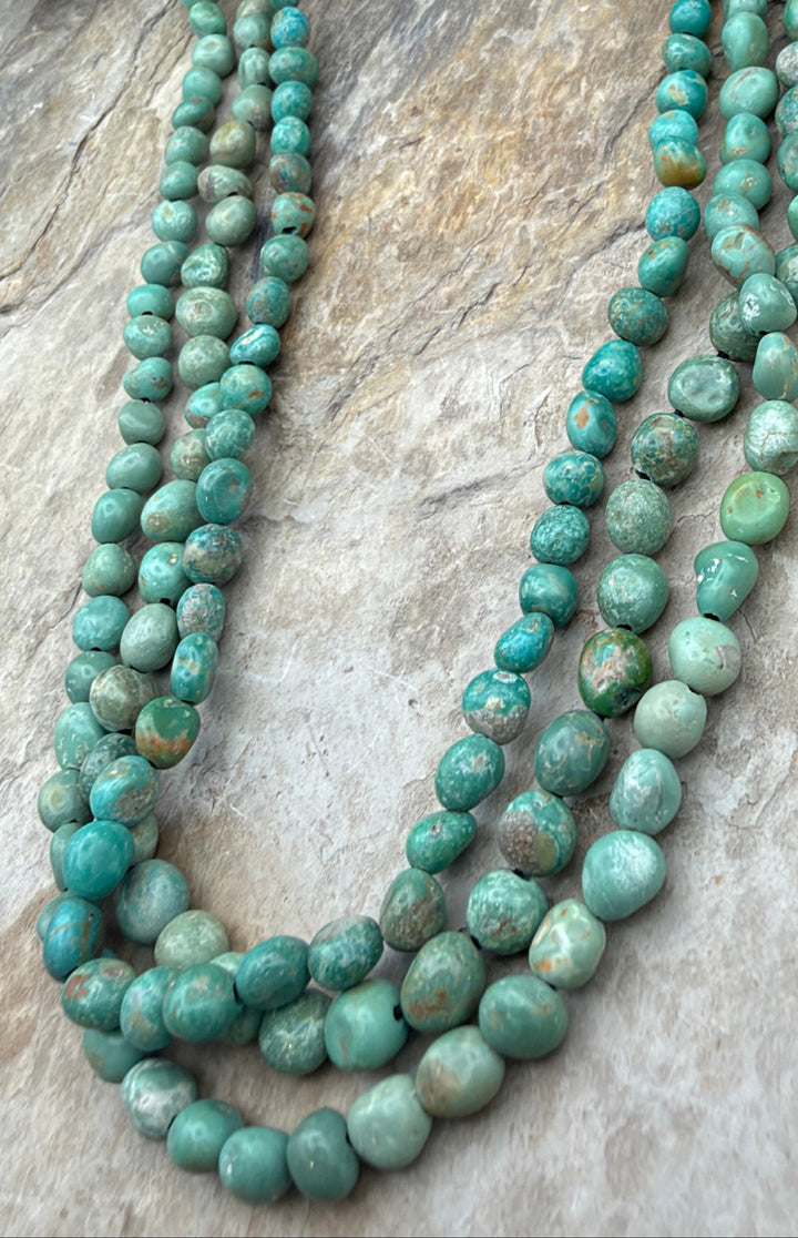 Green Elisa Turquoise (Sonora Mexico) Round Nugget Beads