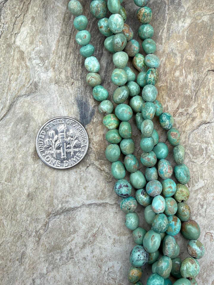 Green Elisa Turquoise (Sonora Mexico) Round Nugget Beads