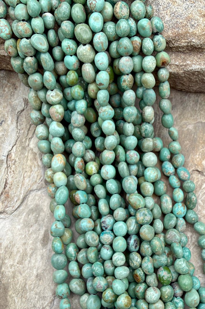 Green Elisa Turquoise (Sonora Mexico) Round Nugget Beads