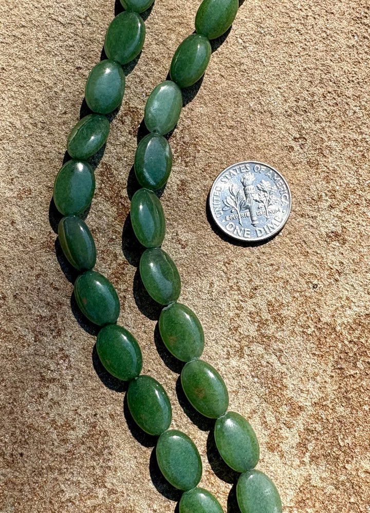 Green Jade 8x12mm Oval beads 16 inch strand - Jade