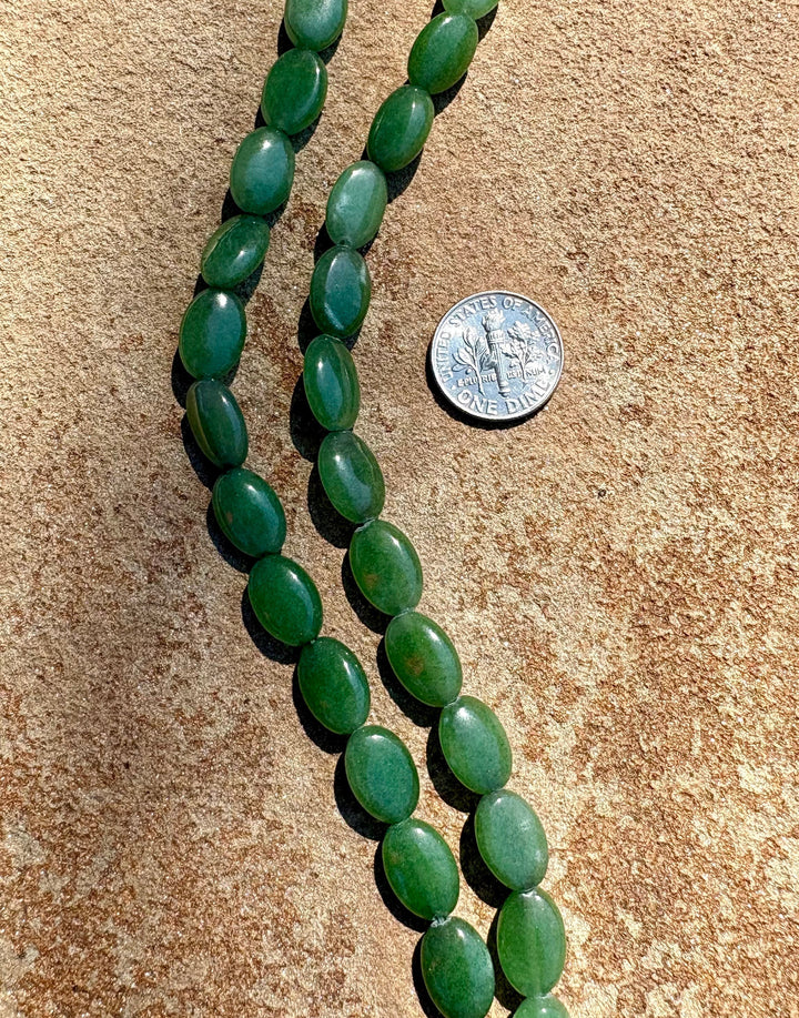 Green Jade 8x12mm Oval beads 16 inch strand - Jade