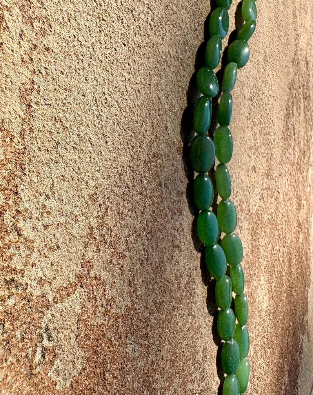 Green Jade 8x12mm Oval beads 16 inch strand - Jade