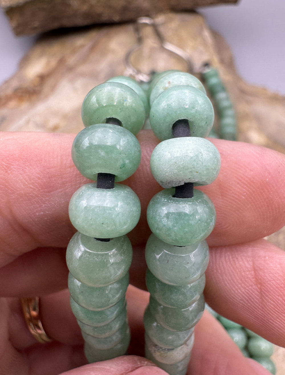 Green Jade Large Hole Rondelle Beads 8x5mm 8 inch Strand