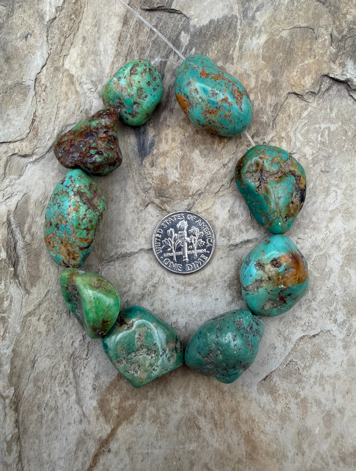 Green Kingman Turquoise (Arizona) Irregular Nugget Beads
