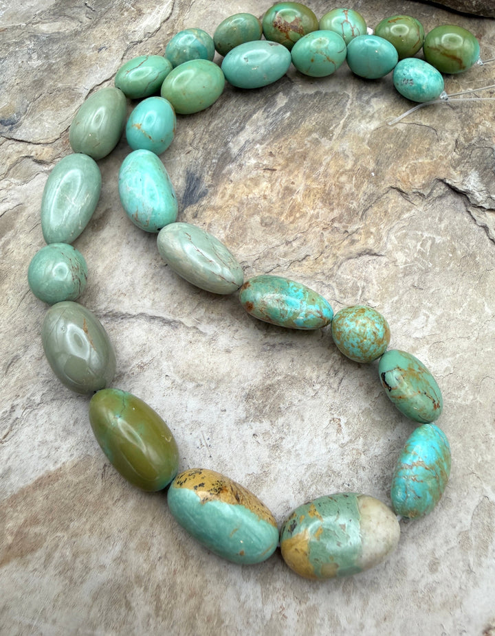 Green Kingman Turquoise (Arizona) Long Rounded Nugget Beads
