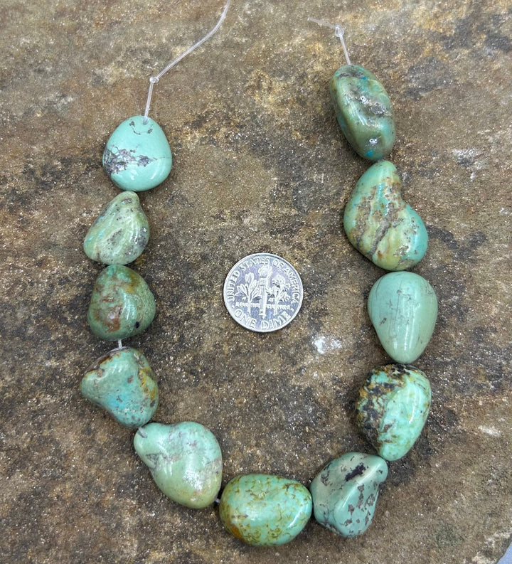 Green Kingman Turquoise (Arizona) Nugget Beads 10-15mm 8