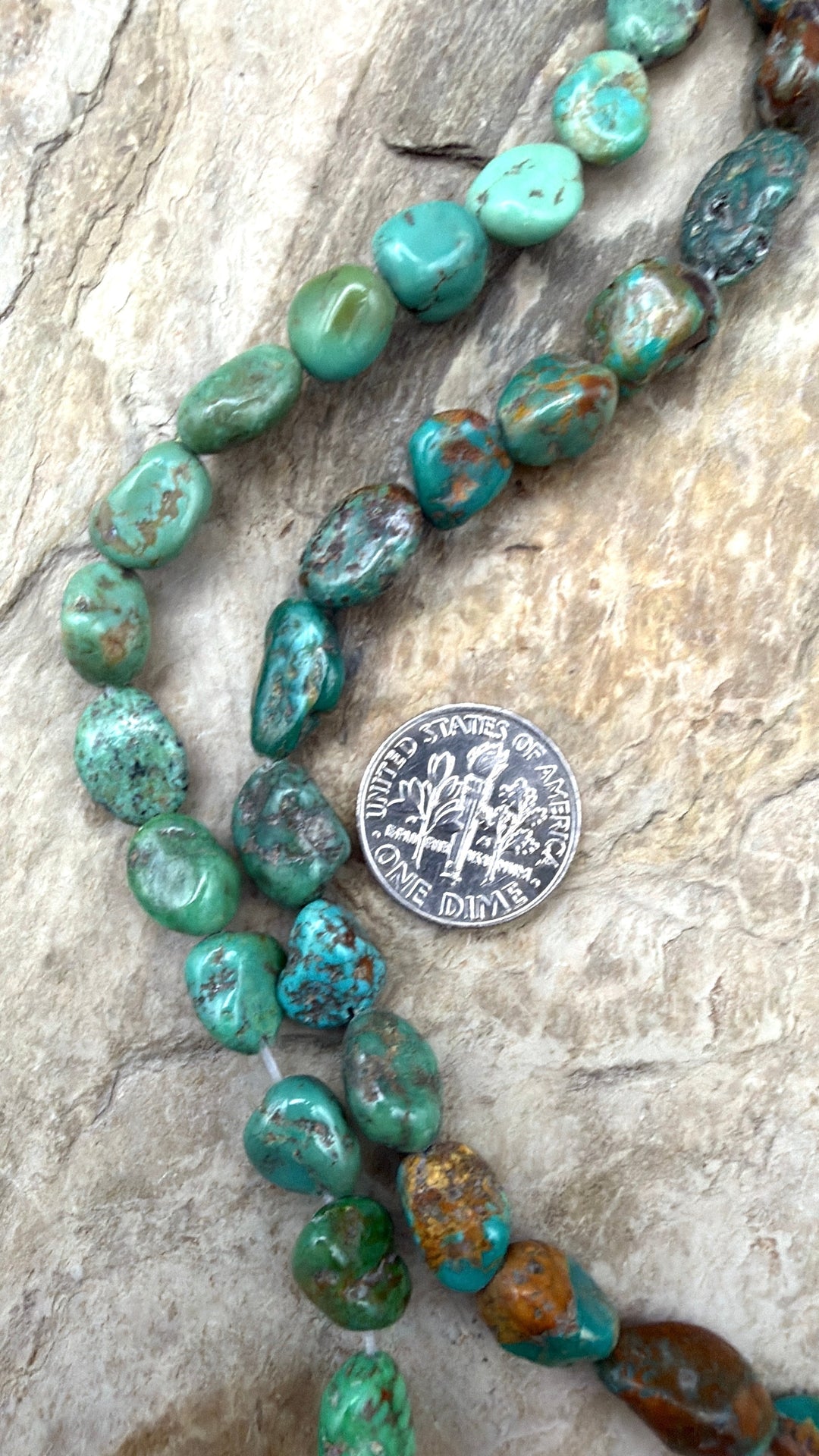 Green Kingman Turquoise (Arizona) Nugget Beads 8x8-9x11 8