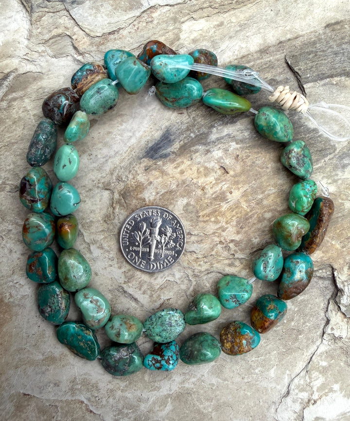 Green Kingman Turquoise (Arizona) Nugget Beads 8x8-9x11 8