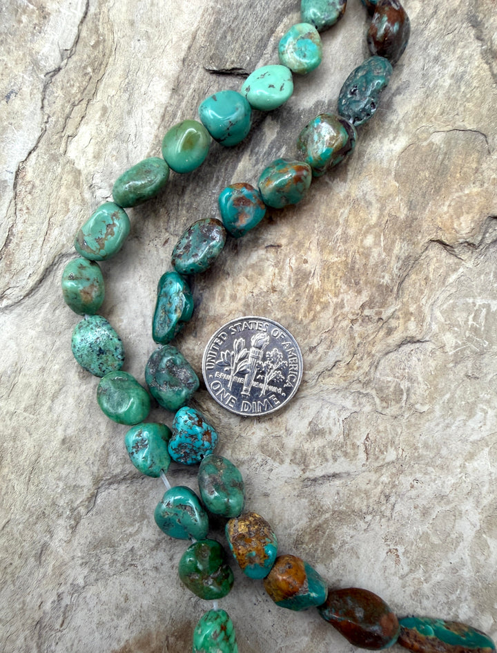 Green Kingman Turquoise (Arizona) Nugget Beads 8x8-9x11 8