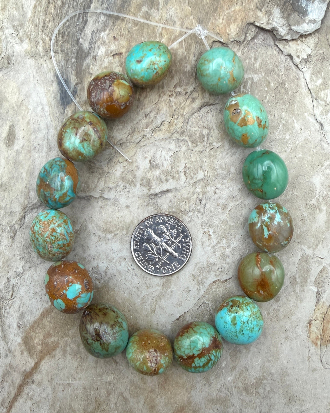 Green Kingman Turquoise (Arizona) Rounded Nugget Beads