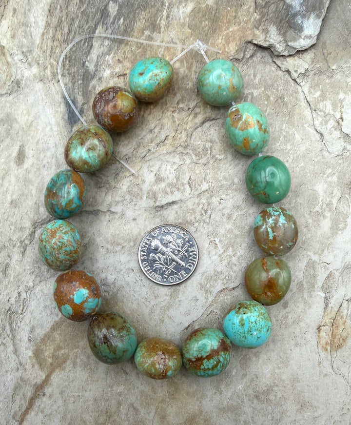 Green Kingman Turquoise (Arizona) Rounded Nugget Beads