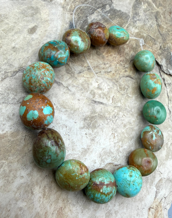 Green Kingman Turquoise (Arizona) Rounded Nugget Beads