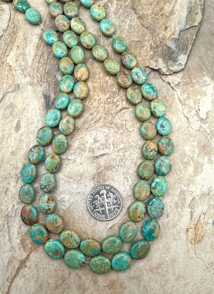 Green Pilot Mountain Turquoise (Nevada) 8x10mm Oval Beads