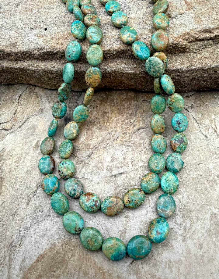 Green Pilot Mountain Turquoise (Nevada) 8x10mm Oval Beads