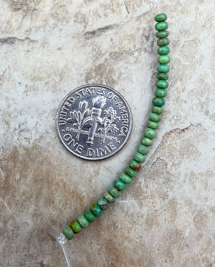 Green Royston Turquoise (Nevada) TINY 3mm Rondelle Beads/30