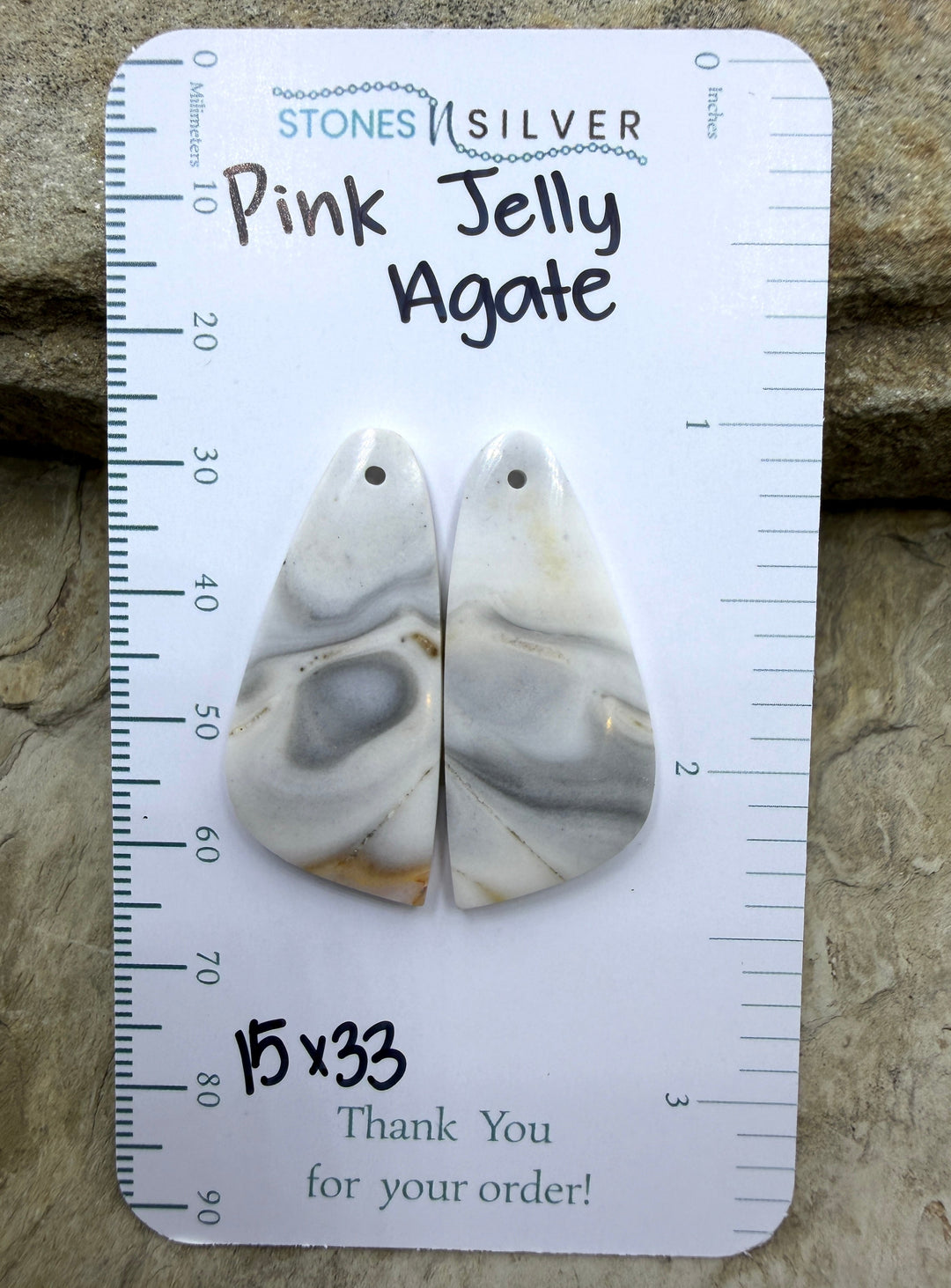 Grey and White (Pink Jelly Agate) Matching Earring Slab