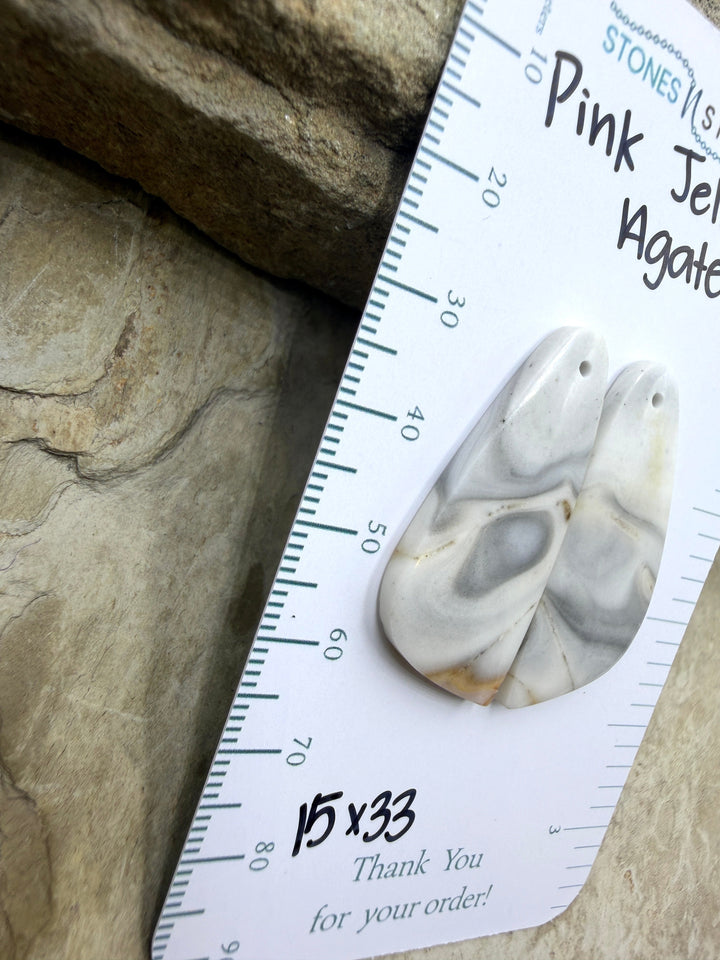 Grey and White (Pink Jelly Agate) Matching Earring Slab