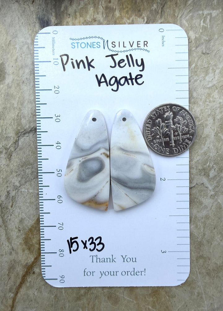 Grey and White (Pink Jelly Agate) Matching Earring Slab