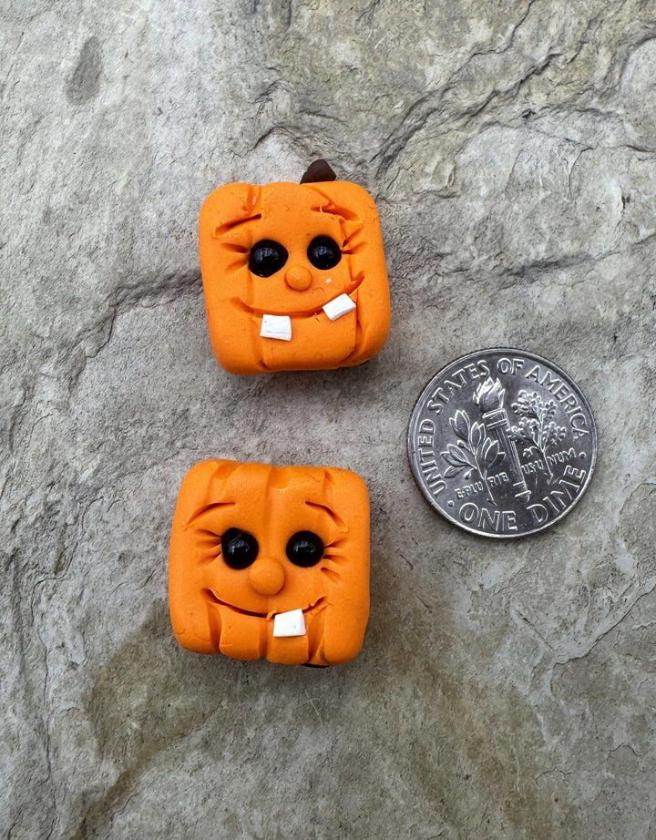 Handmade Polymer Clay Jack-O-Lantern Beads Sold Per