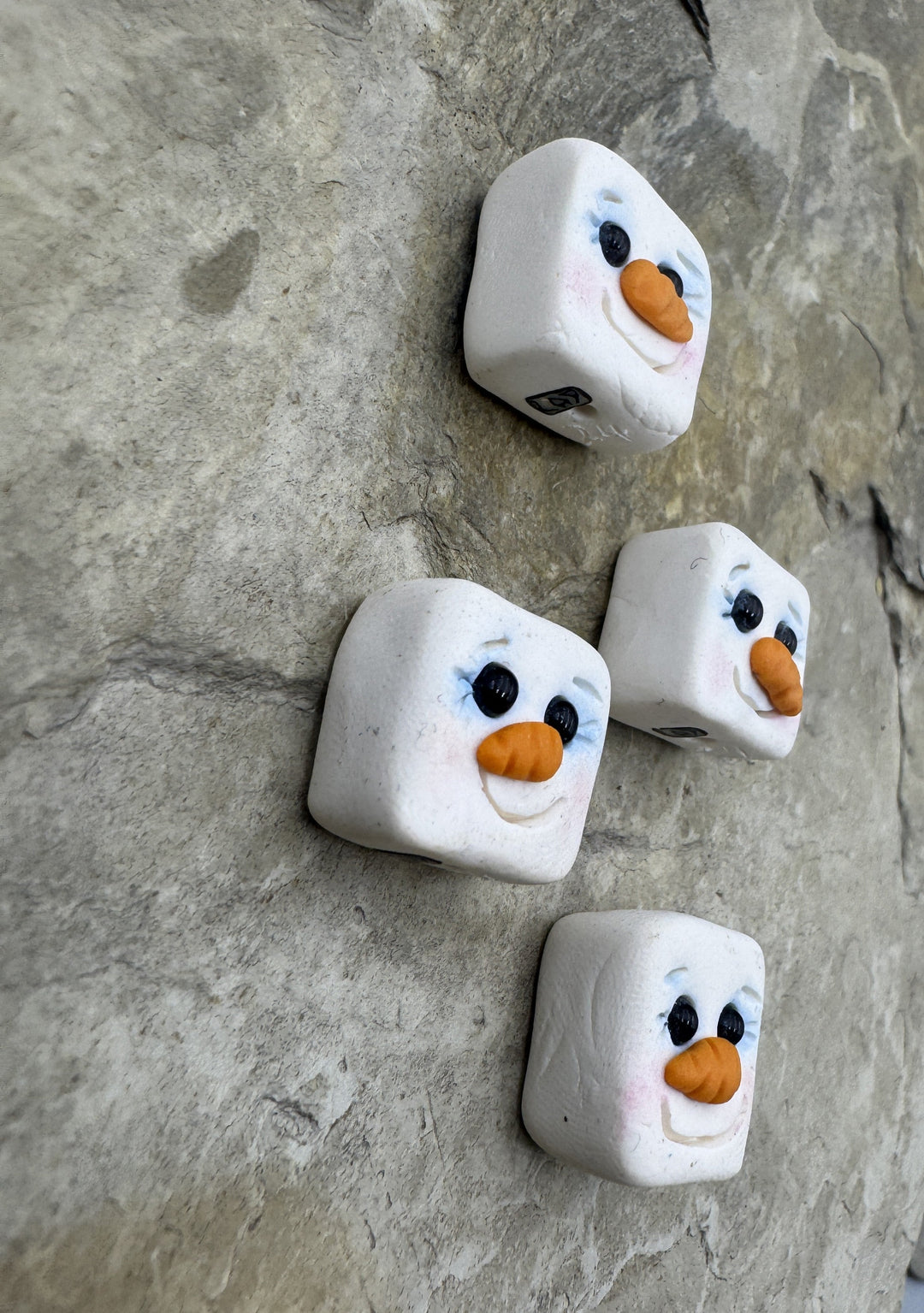 Handmade Polymer Clay Snow Man Beads Sold Per One Bead