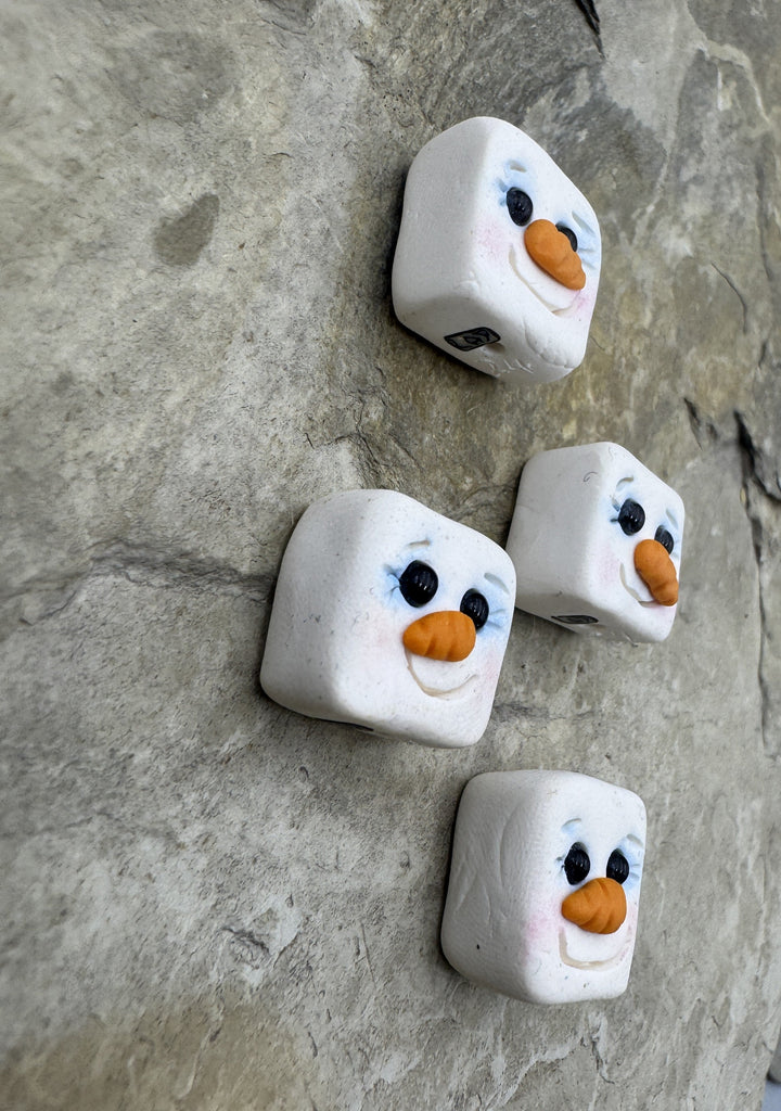 Handmade Polymer Clay Snow Man Beads Sold Per One Bead