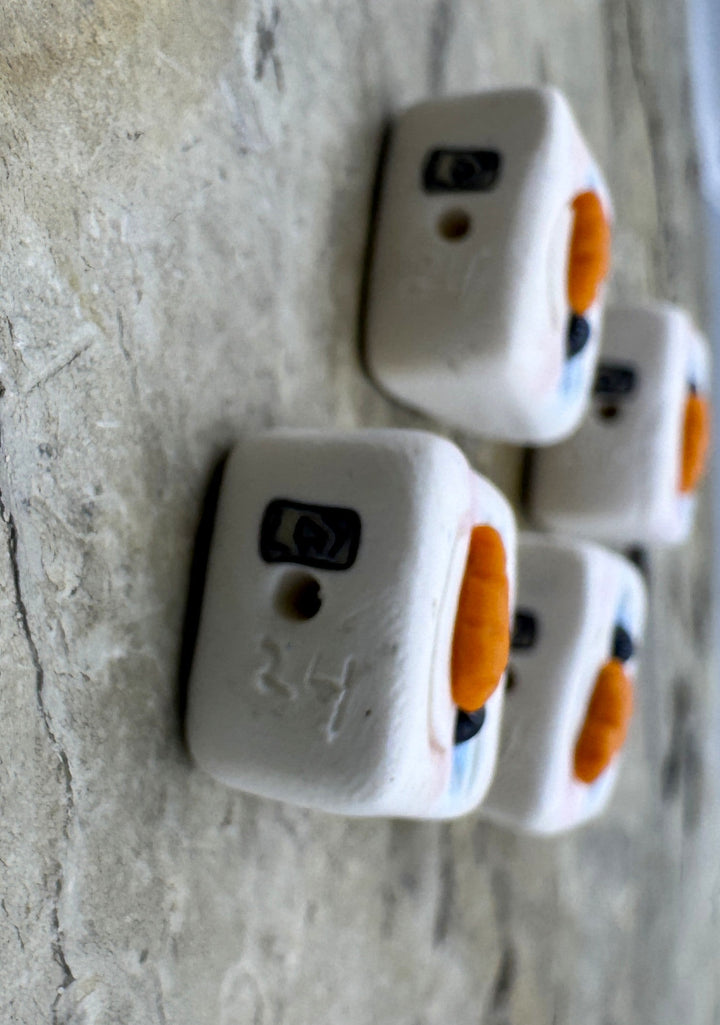 Handmade Polymer Clay Snow Man Beads Sold Per One Bead