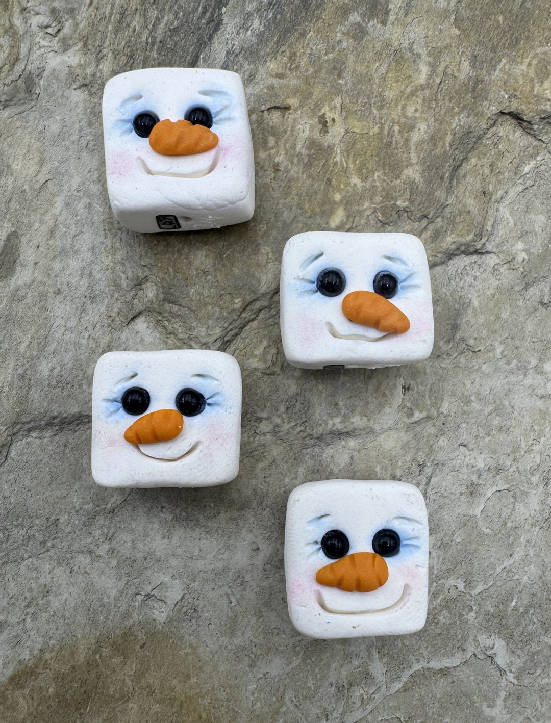 Handmade Polymer Clay Snow Man Beads Sold Per One Bead