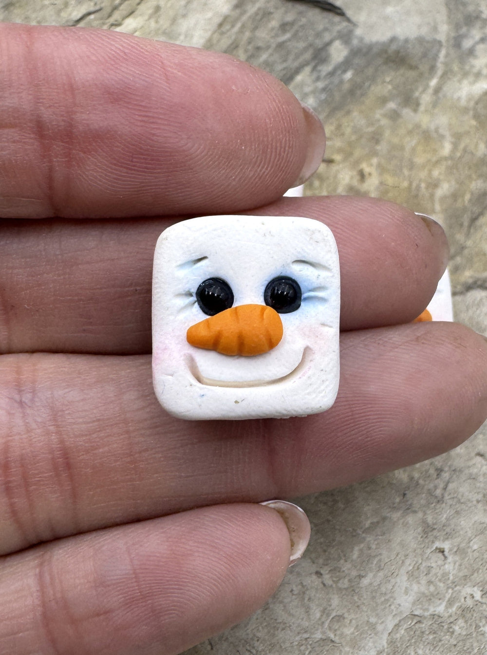Handmade Polymer Clay Snow Man Beads Sold Per One Bead