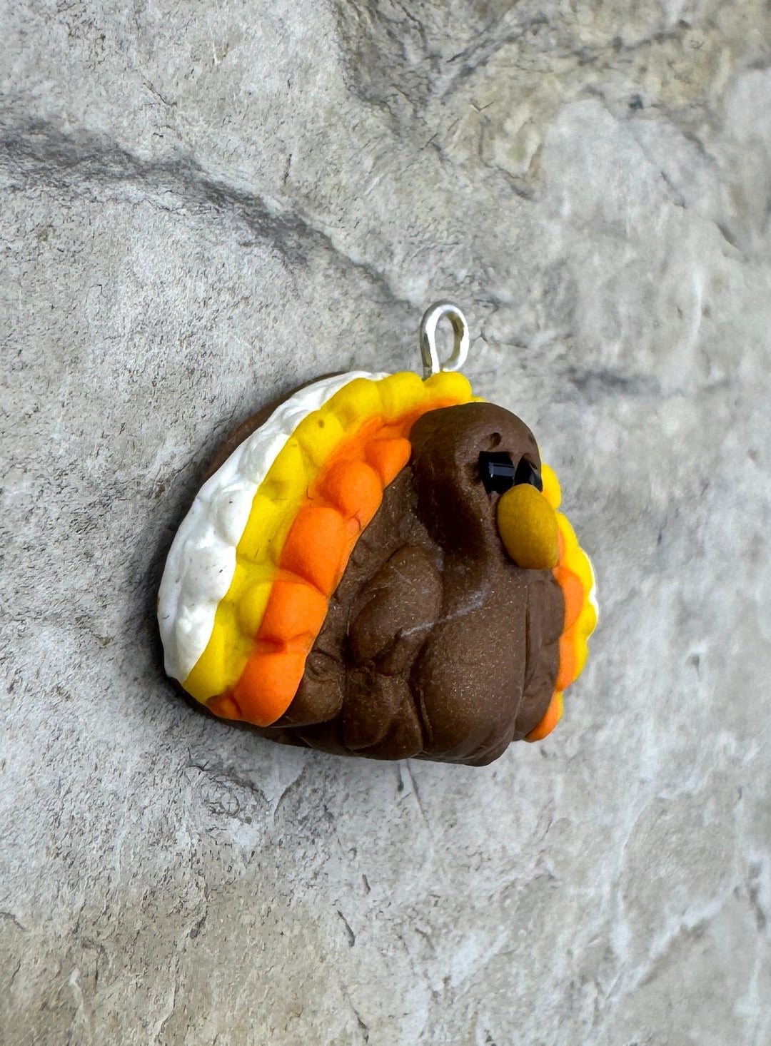 Handmade Polymer Clay Thanksgiving Turkey Pendant 21x24mm